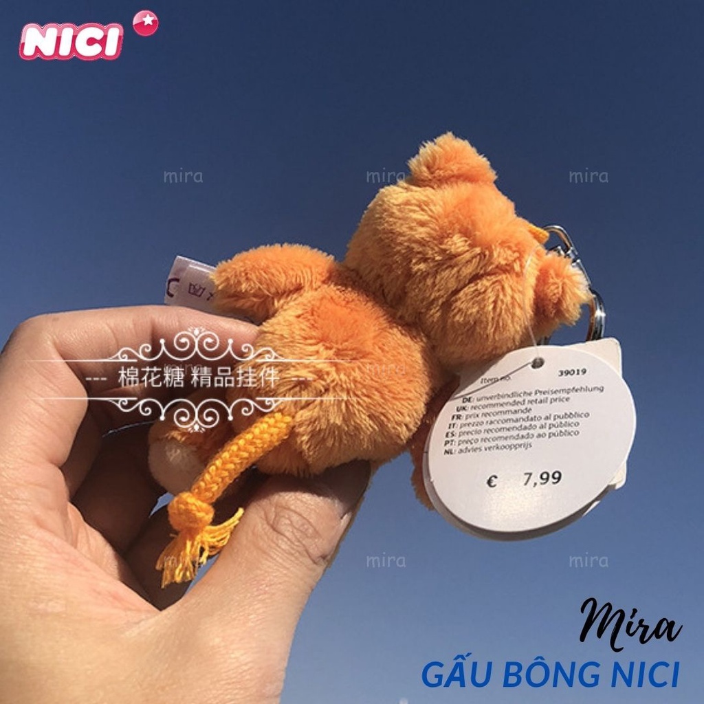 Móc Khóa Gấu Bông NICI Mini - Mèo Đeo Cặp, Treo Balo Thương hiệu NICI Quà Sinh Nhật Cho Nữ 10cm MIRA-GB28018