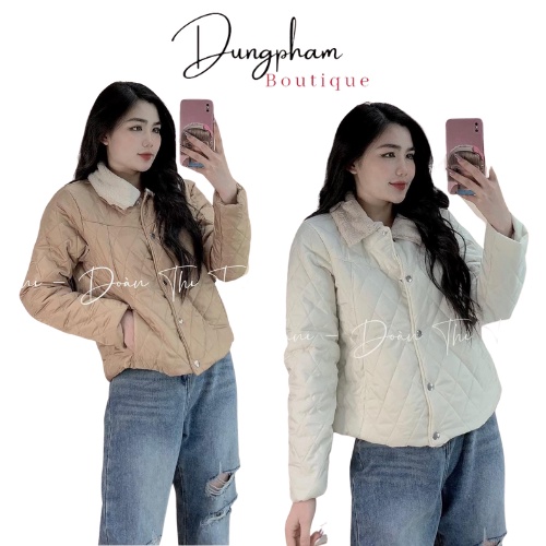 Áo phao trám lót lông khuy bấm - Dungpham.Boutique