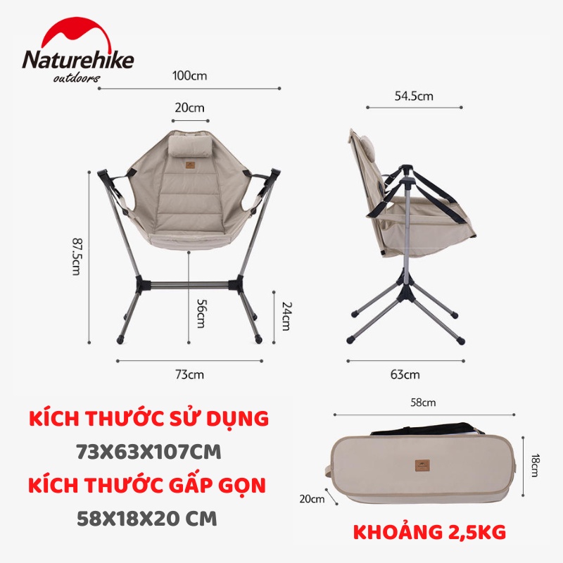 GHẾ BẬP BÊNH GẤP GỌN CẮM TRẠI DÃ NGOẠI NATUREHIKE NH21JJ004