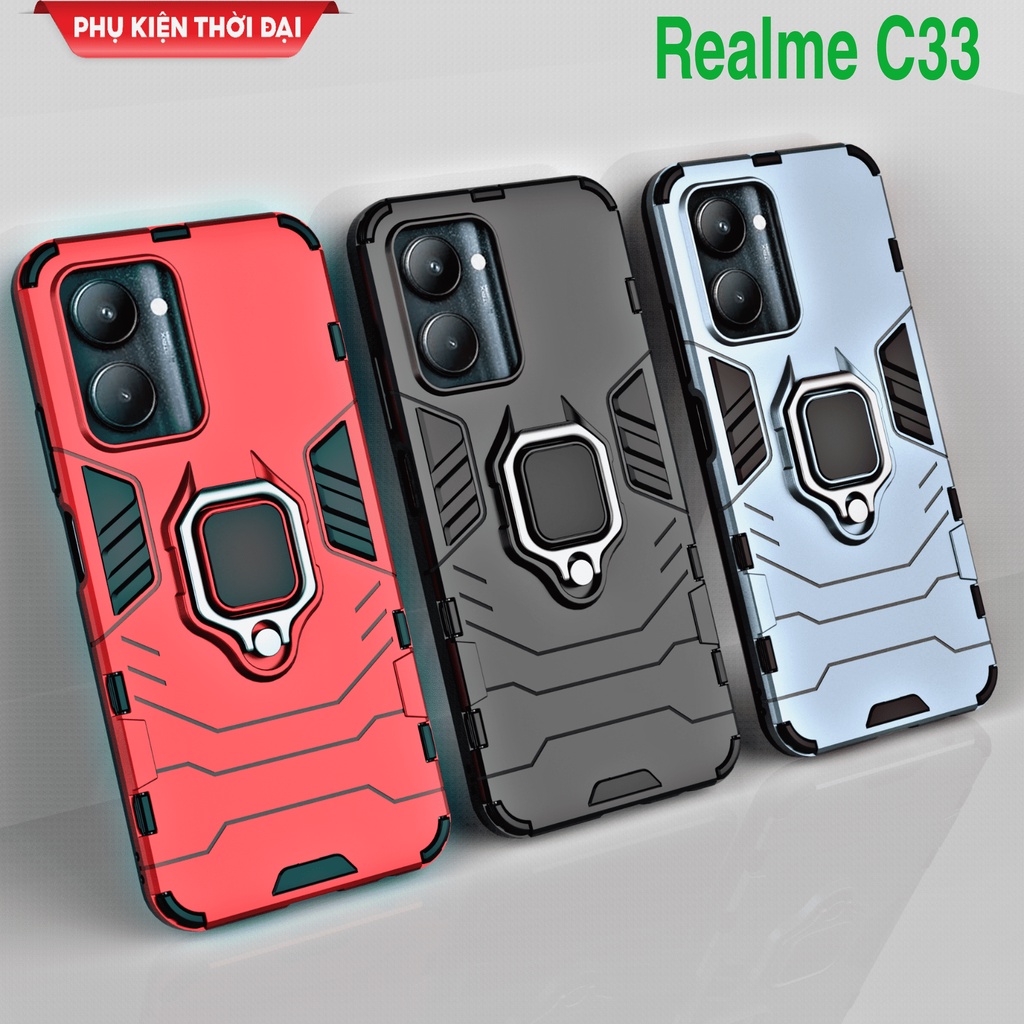 Ốp lưng Oppo Realme C15 / C12 / Realme C33 / Realme C35 chống sốc Iron Man Iring cao cấp giá đỡ xem phim