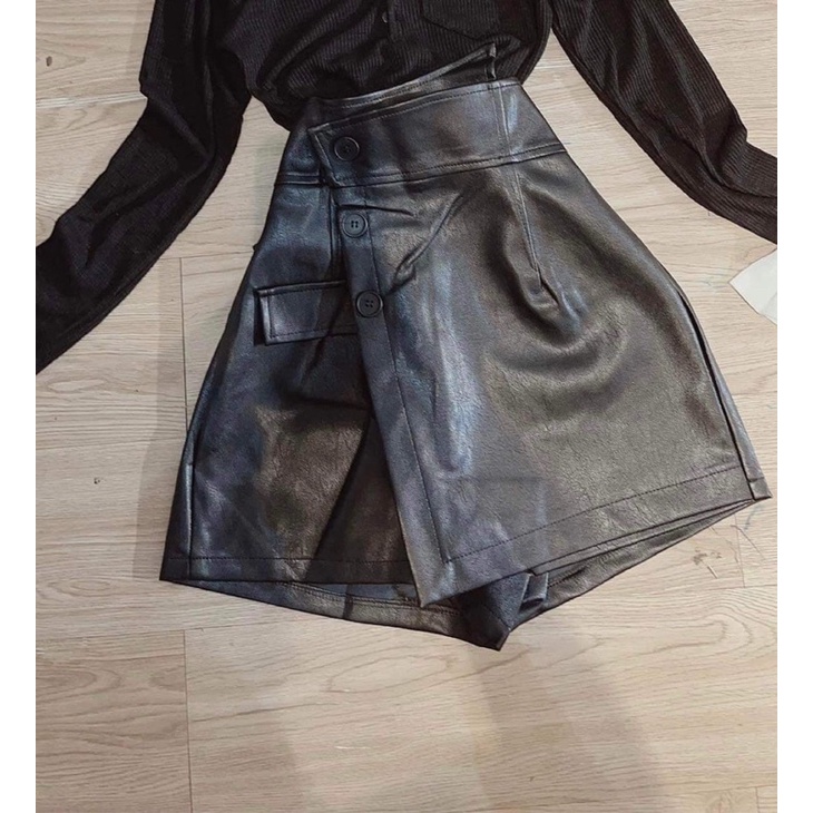 Chân váy da vạc chéo đen nâu, QUẦN VÁY DA MÀU ĐEN NÂU HOT HIT HIỆN ĐẠI THỜI TRANG quần da 3 khuy 💕💕💕UN98888
