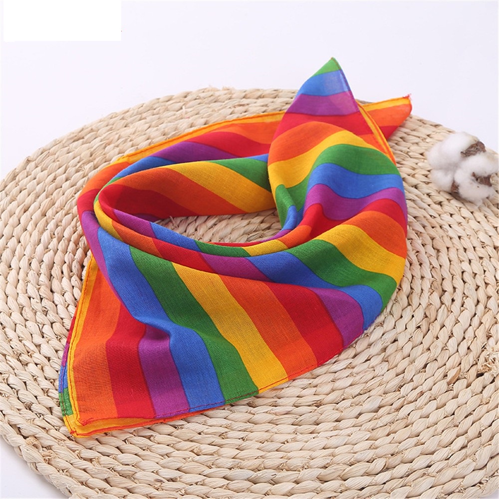 Khăn rằn cotton quàng đầu buộc cổ tay hình vuông màu cầu vồng cho cộng đồng LGBT