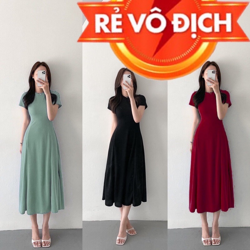 Đầm Midi dáng SIÊU XOÈ len trung [ 130 ]
