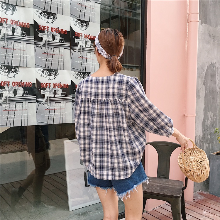 Áo babydoll cánh tiên dài tay, Kiểu áo sơ mi nữ cổ trụ phối bèo