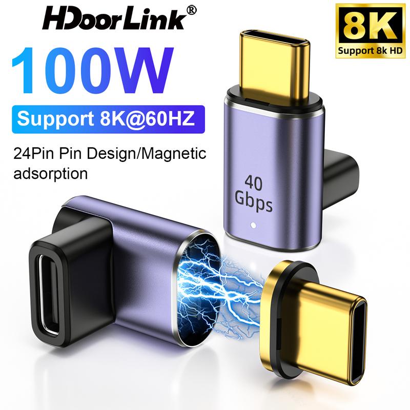 Đầu chuyển đổi sạc HdoorLink 100W USB 4.0 40Gbps 24Pin OTG 8K 60Hz HD góc phải 90 độ cho điện thoại máy tính bảng