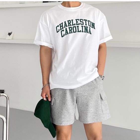 RYAN - Áo thun nam CHARLESTON CAROLINA ngắn tay vải cotton 4 chiều thương hiệu RYAN form rộng phong cách Hàn Quốc