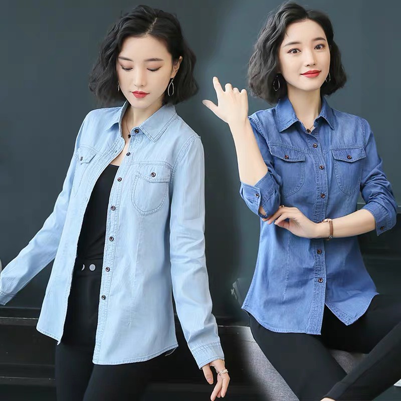 Áo SƠ MI denim phong cách Hàn Quốc trẻ trung năng động đi làm đi chơi có đủ size S-3XL H91
