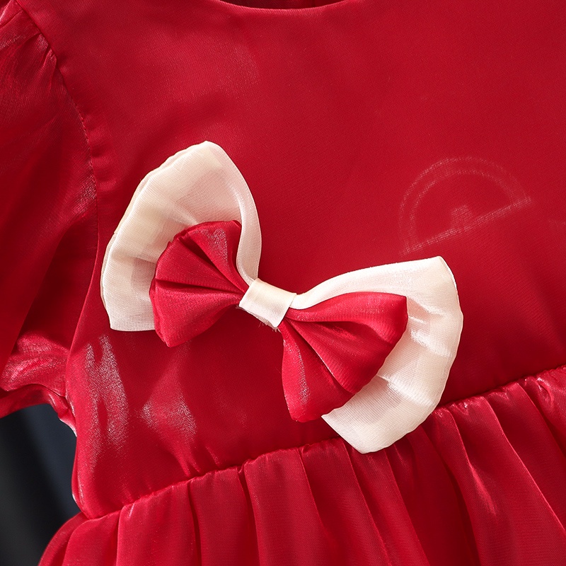 Đầm Công Chúa Tay Phồng Màu Đỏ Trơn Phong Cách Hàn Quốc Thời Trang Mùa Hè Hàng Mới Dành Cho Bé Gái 0-3 Tuổi