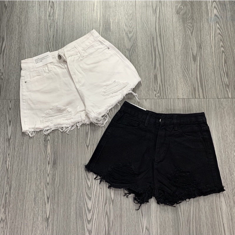 QUẦN JEAN SOOC RÁCH TE TUA TRẮNG ĐEN RÁCH alohashop91