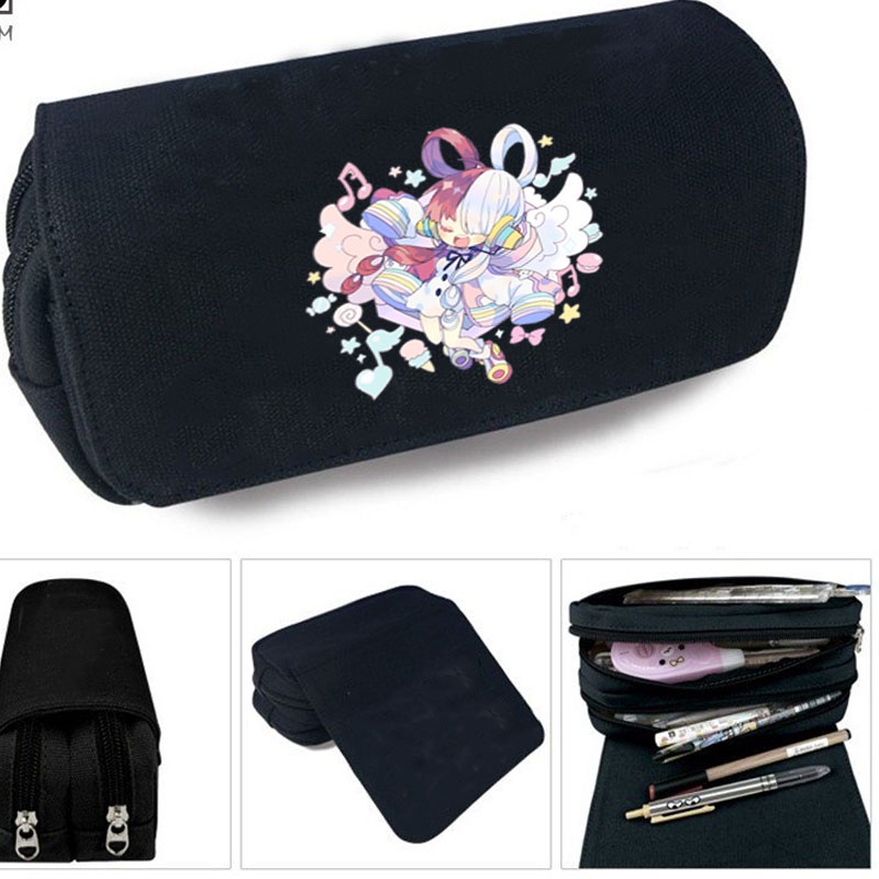 Hộp bút vải canvas khóa trắng in hình One Piece Film Red ver Băng Nhóm anime chibi đi học tiện lợi