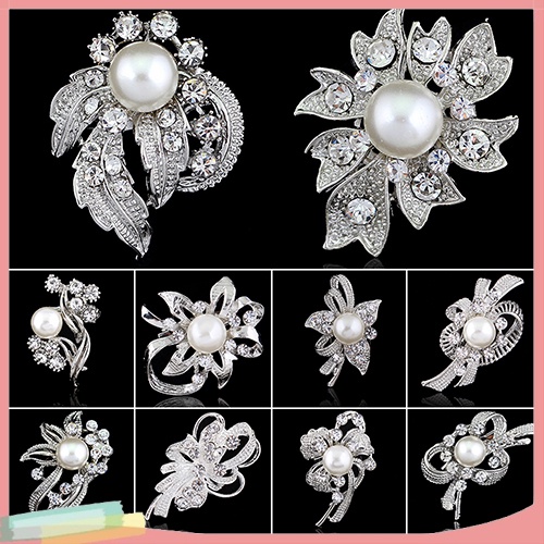 Trâm Cài Áo Hình Bông Hoa Đính Ngọc Trai Xinh Xắn Cho Nữ