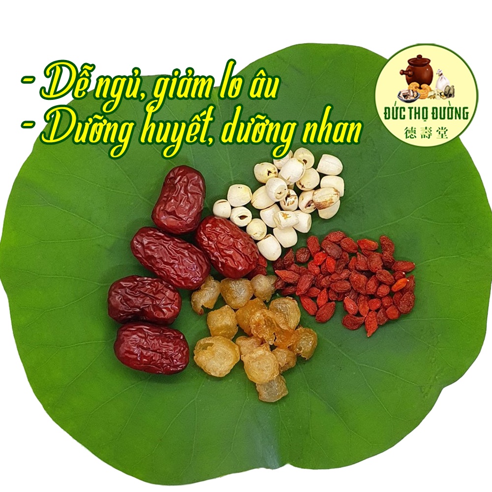 Trà Hạt sen - Long nhãn - Táo đỏ - Kỷ tử (Dễ ngủ, Dưỡng nhan, Giảm lo âu, Bổ máu)