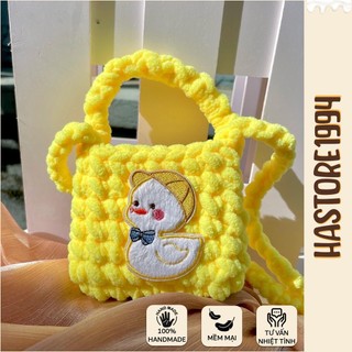 Túi xách túi đeo chéo Túi đựng điện thoại túi len mini handmade con vịt đựng son tai nghe
