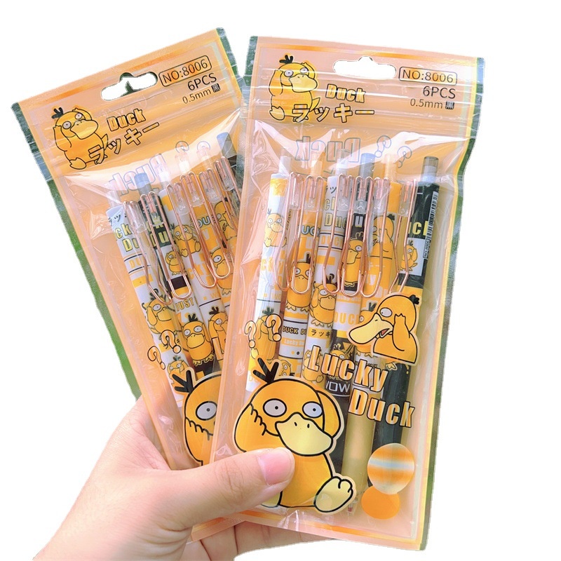 SANRIO Set 6 Bút Mực gel Ngòi 0.5mm Vỏ Kim Loại Họa Tiết Trái Tim Xinh Xắn