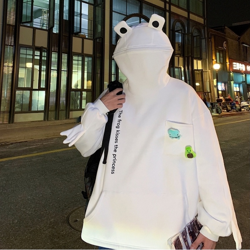 Áo Hoodie In Hình Ếch Hoạt Hình Đơn Giản áo hoodie form rộng áo hoodie nam Thời Trang hoodie zip Nam Nữ