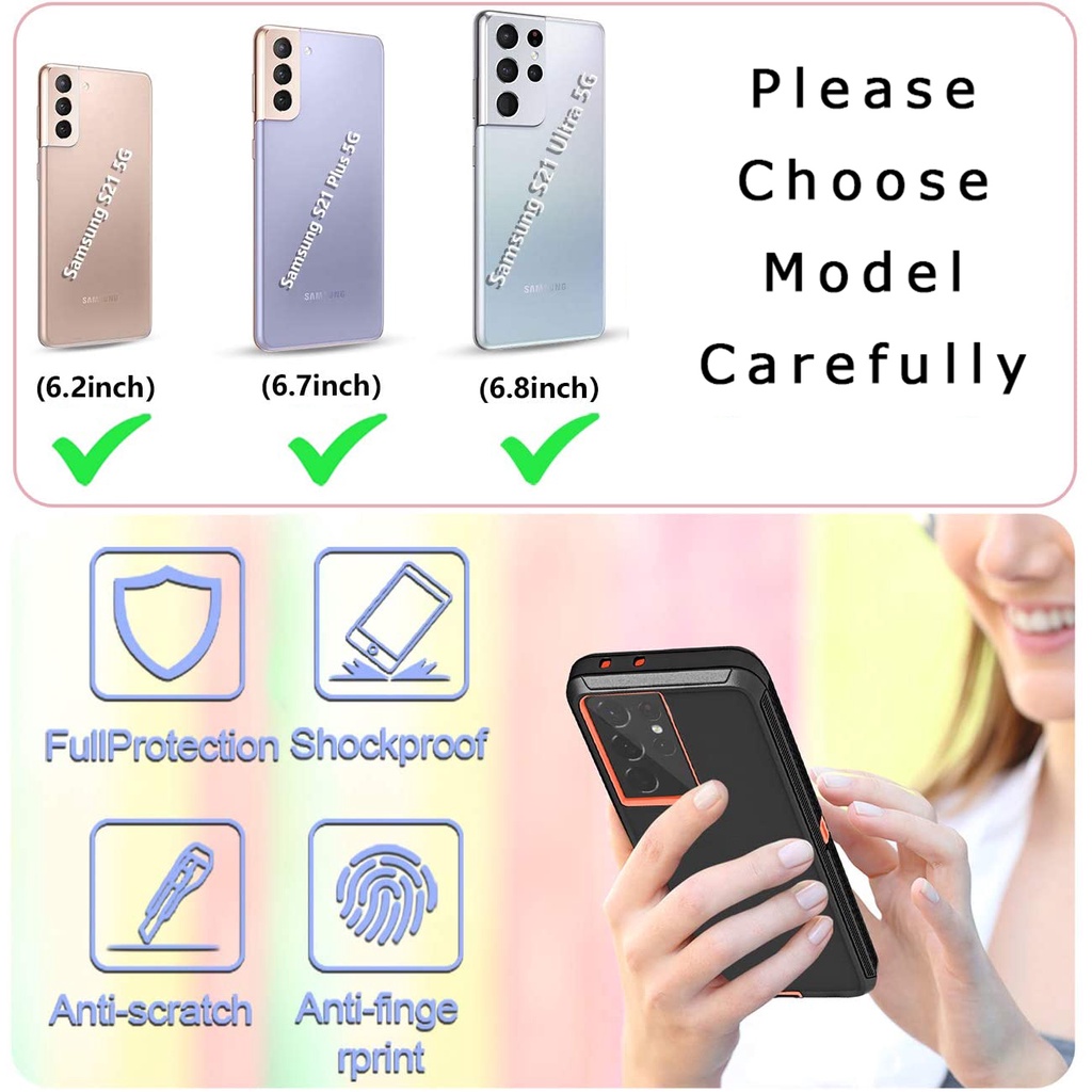 Ốp Điện Thoại TPU + PC Cứng 3 Lớp Chống Sốc Cho Samsung S21 Ultra / S21 Samsung Galaxy S22 Ultra / S22 Plus / Note 20 Ultra / Note 10 Plus