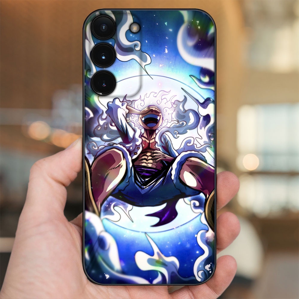 Ốp lưng Samsung S21, S21 Plus, S21 FE, S22, S22 Plus viền đen in hình Luffy Gear 5 Nika One Piece Đảo Hải Tặc