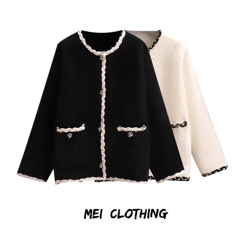 Áo khoác lông thỏ mềm mịn cúc ngọc hàng Quảng Châu loại 1