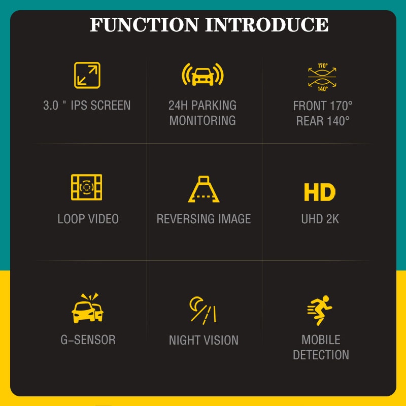 Asawin A12S Camera hành trình ống kính kép Mặt trước và mặt sau Cho Camera ô tô Chế độ đỗ xe 24H WDR HDR IPS 3 inch Tầm nhìn ban đêm | BigBuy360 - bigbuy360.vn