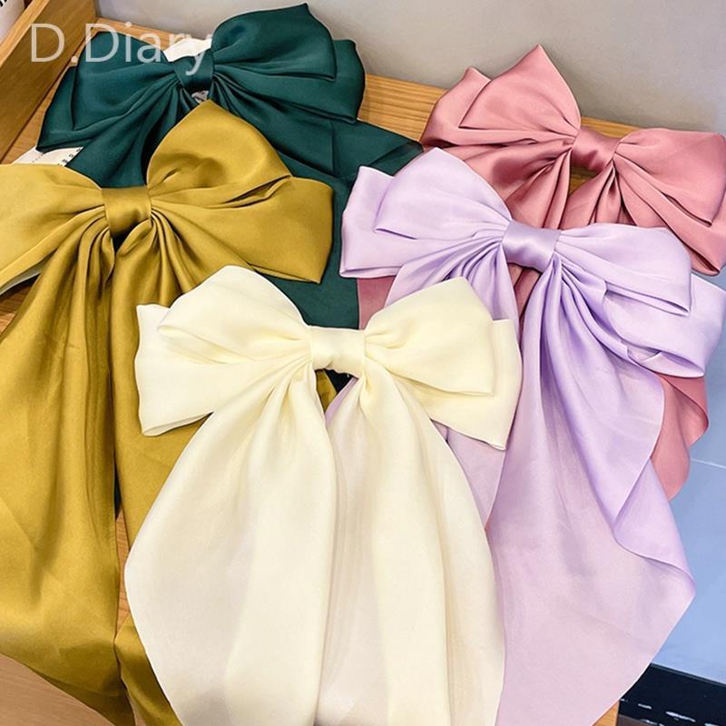 Kẹp Tóc Hình Nơ Lớn Bằng Ruy Băng Dài Kiểu Hàn Quốc Cho Nữ