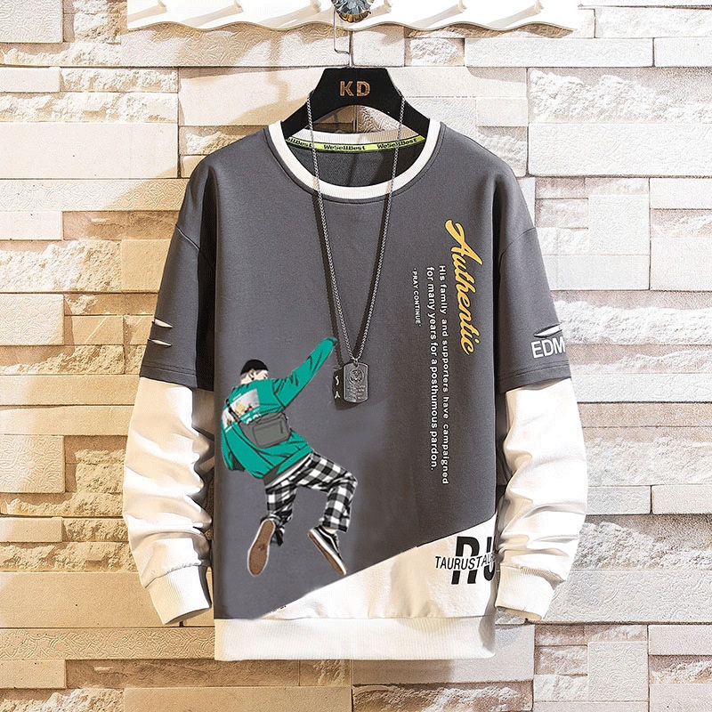 Áo sweater Tay Dài In Họa Tiết Thiết Kế Đơn Giản Dễ Phối Đồ Thời Trang Cho Nam
