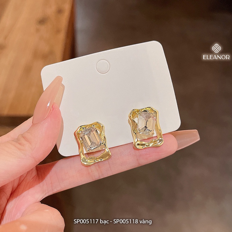 Bông tai nữ Eleanor Accessories hình học chữ nhật đính đá phụ kiện trang sức sanh chảnh thanh lịch