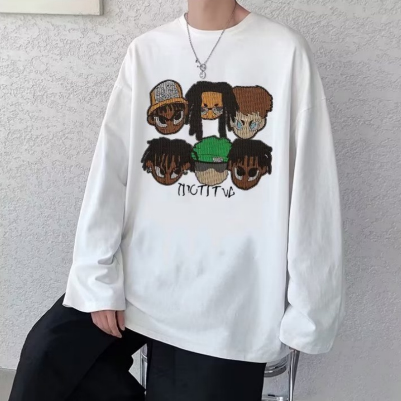 Áo Thun Tay Dài Dáng Rộng Cổ Tròn In Họa Tiết Hoạt Hình Thời Trang Nhật Bản Chất Lượng Cao Cho Nam Và Nữ