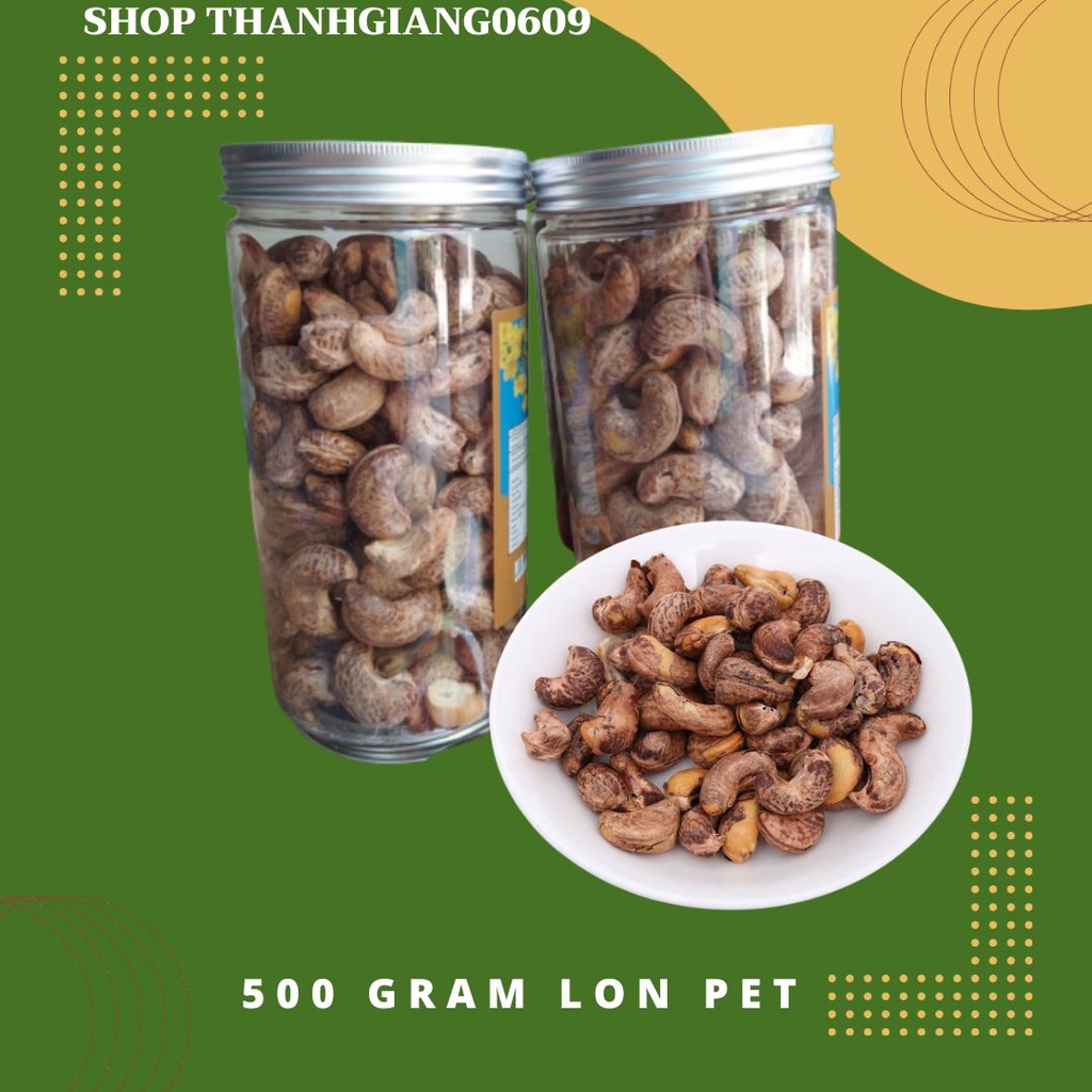 Hạt Điều Rang Muối Nguyên Hạt Còn Vỏ Lụa Bình Phước - Hộp 500gram
