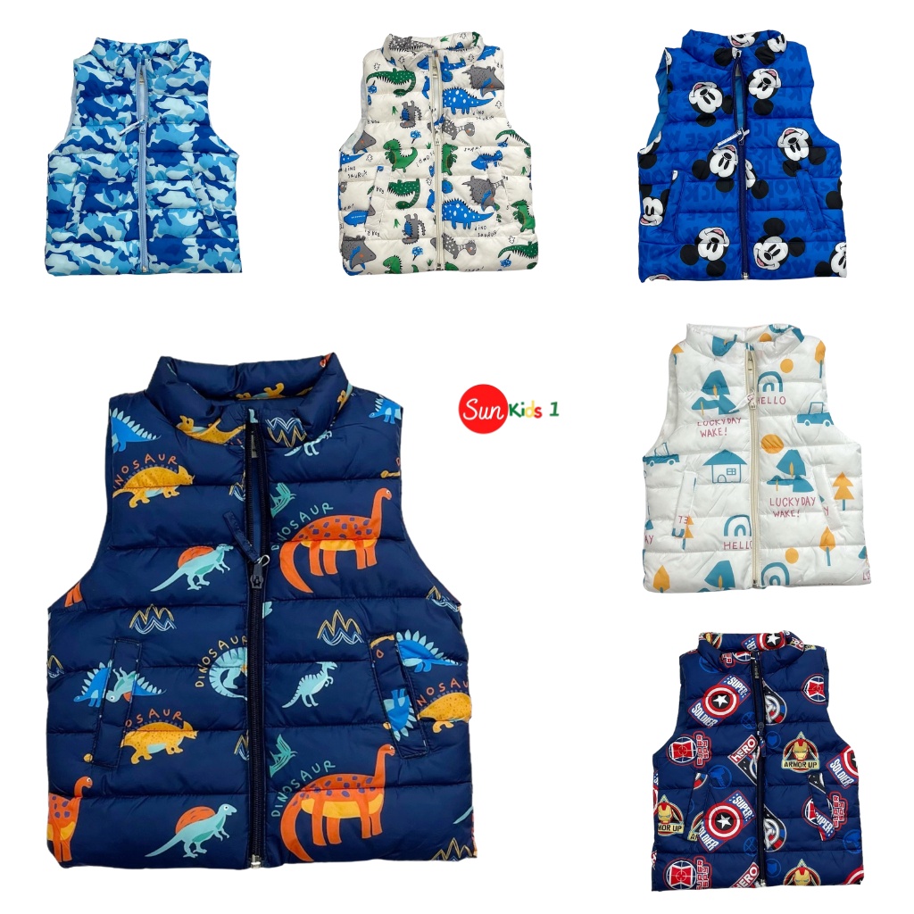 Áo gile cho bé, áo gile bé trai, size 1-7 tuổi, chất phao dày vừa phải - SUNKIDS1