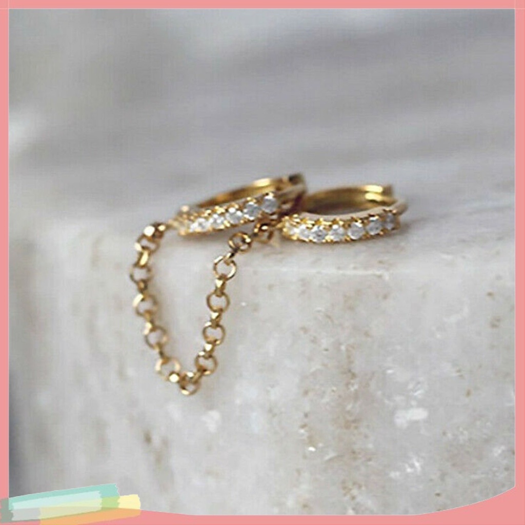 1 đôi khuyên tai tròn đính đá thời trang cho nữ