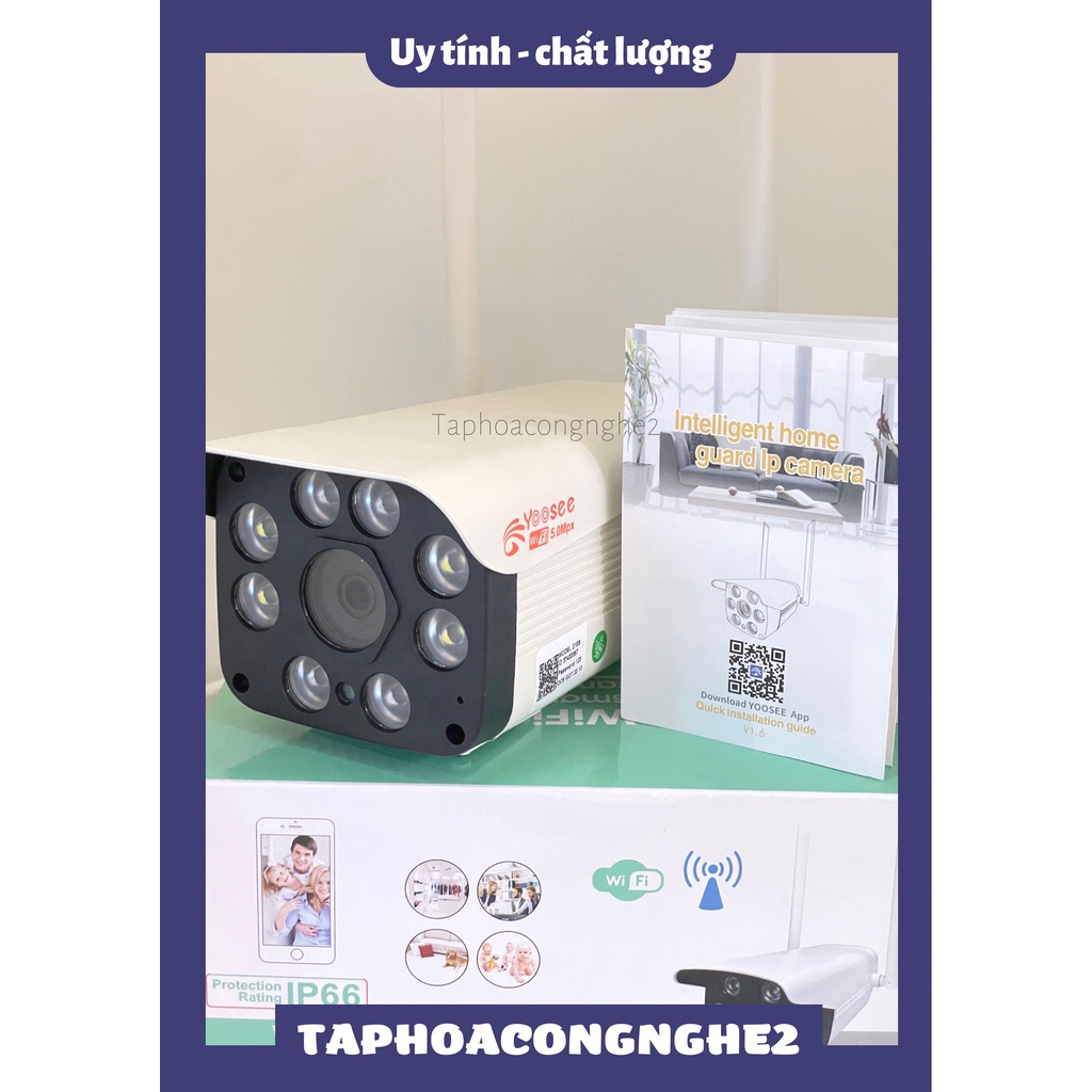 Camera IP Wifi Trong nhà Ngoài trời Yoosee 2 Râu FullHD 1080P 8 LED trợ sáng đàm thoại 2 chiều (sp mới 100% - BH 1 năm)