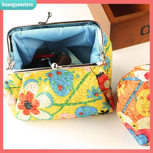 HY/ Ví đựng tiền cầm tay thêu hoa xinh xắn cho nữ