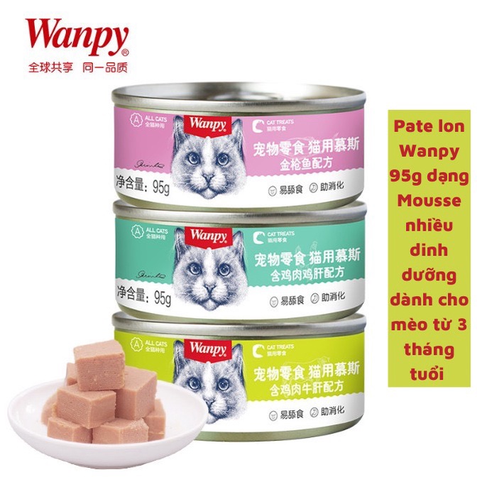 Pate Wanpy Dành Cho Mèo 95g Dạng Mousse - Tăng Cân Vỗ Béo