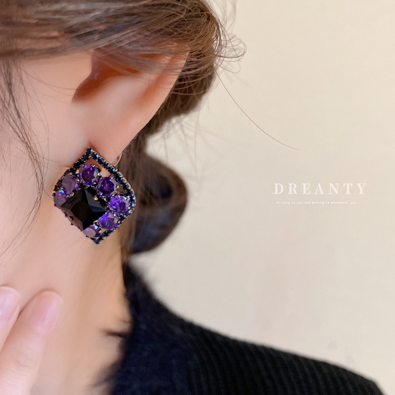 Bông Tai Mạ Bạc Đính Kim Cương Zircon Sang Trọng Phong Cách Hàn Quốc