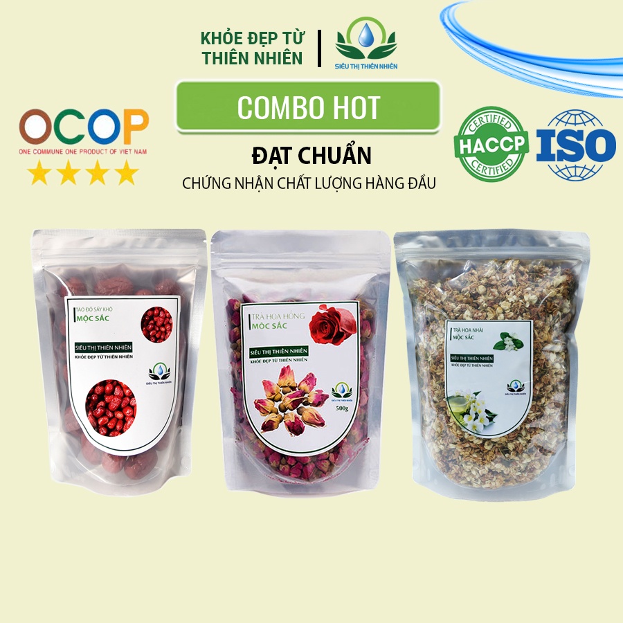 Combo Trà Hoa Hồng, Hoa Nhài Và Táo Đỏ SIÊU THỊ THIÊN NHIÊN Tăng Cường Khí Huyết Hỗ Trợ Làm Đẹp 100g/túi