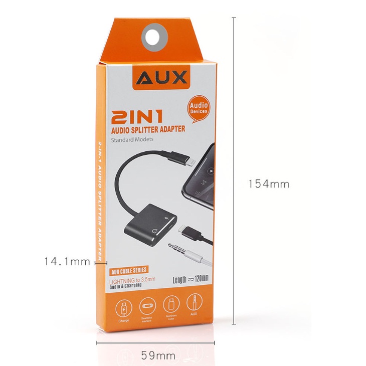 Hợp kim kim loại bộ chia âm thanh 2 trong 1 bộ chuyển đổi giắc cắm lightning sang 3.5mm sạc cho tai nghe iphone bộ chuyển đổi giắc cắm tai nghe cổng kép dongle charge jack aux cáp