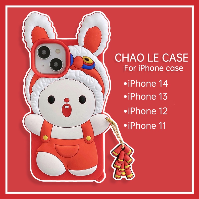 Ốp điện thoại thỏ chống sốc cho iphone 14 pro 13 pro max silicone mềm iphone 12 pro 11 đỏ dễ thương