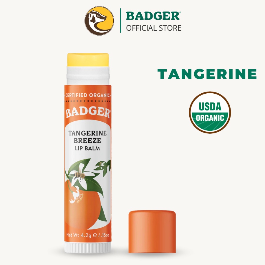 Son dưỡng môi hữu cơ BADGER Tangerine Breeze Lip Balm USDA Organic - 4.2g