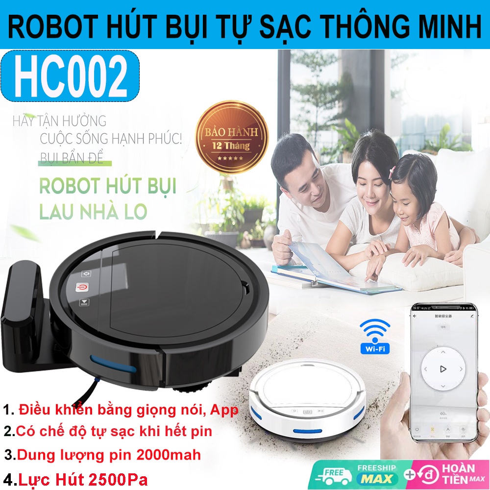[HOT] Robot Hút Bụi Lau Nhà HC002 Tự Sạc Pin-Hút Siêu Khỏe- Điều khiển APP, cảm biến Chống rơi, Giá tốt-BH 1 ĐỔI 1. | BigBuy360 - bigbuy360.vn