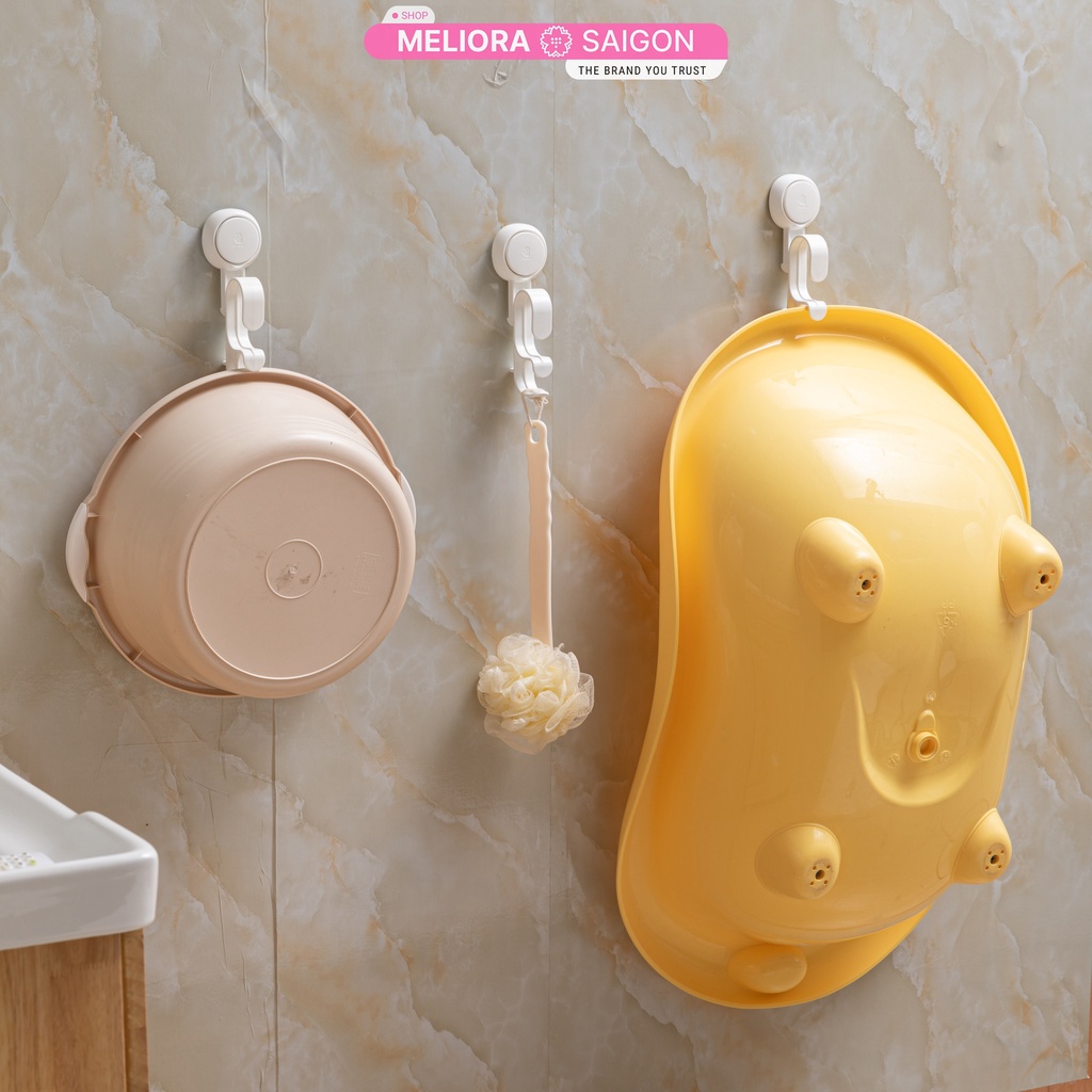 Giá treo chậu rửa rổ rá cao cấp MELIORA không khoan tường tải treo 5kg chống nước tái sử dụng hút chân không SG595