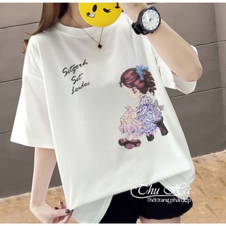 Áo thun form rộng tay lỡ Thu Hà áo phông unisex chất liệu Cotton in hình Công Chúa Tuyết