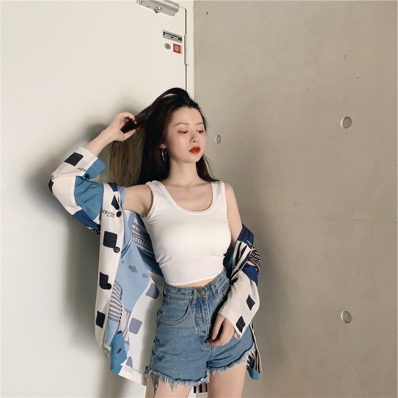 Áo tanktop NRVP co giãn phong cách Hàn Quốc có đệm lót thời trang