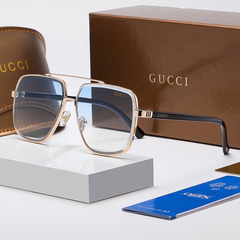 Kính Mát Vuông Chống Tia uv400 Thương Hiệu Gucci Phong Cách Cổ Điển Dành Cho Nam