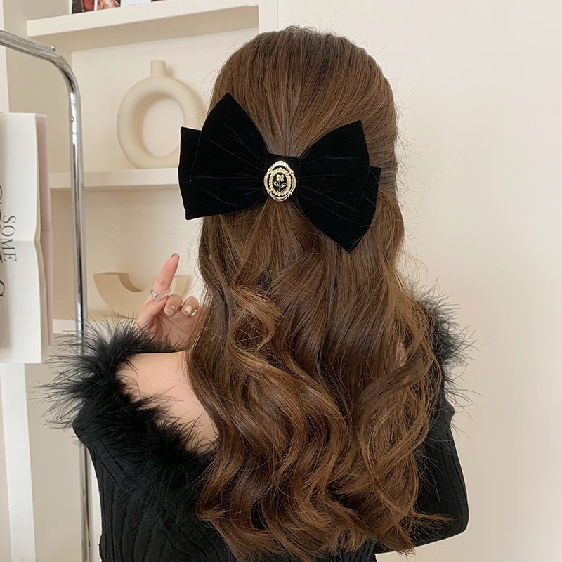 Kẹp Tóc Nơ Nhung Đỏ Mừng Năm Mới Cho Nữ