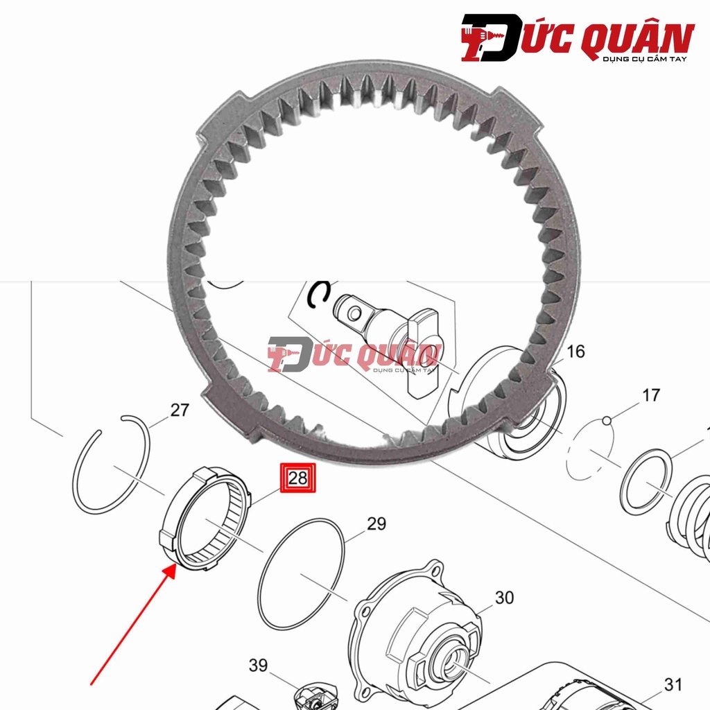 Bánh nhông hộp búa máy DTW285/ DTW300/ TW004G/ DTW280/ DTW181/ DTW184 Makita 227337-2
