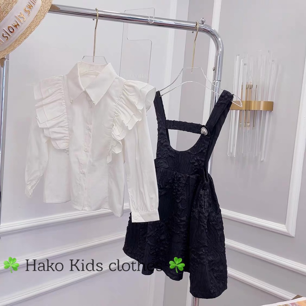 Set váy yếm 2 chi tiết cho bé gái siêu xinh, đầm diện tết cho bé mẫu mới nhất 2023