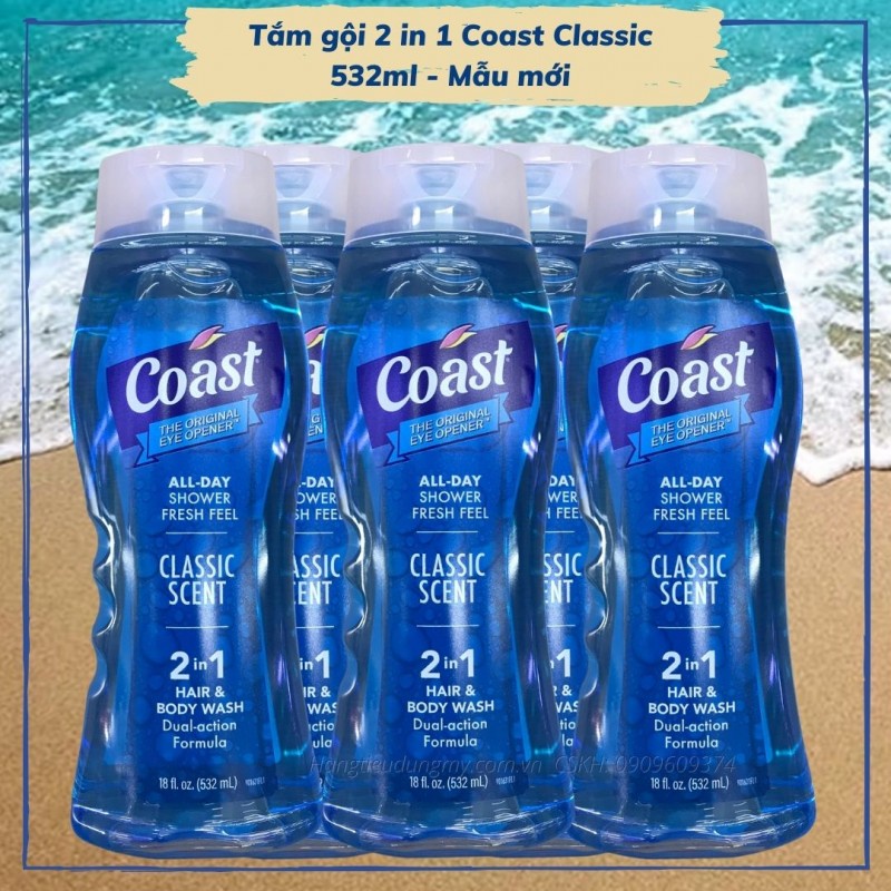 Dầu tắm gội 2 in 1 Coast Classic Hair & Body Wash Classic Scent 532ml