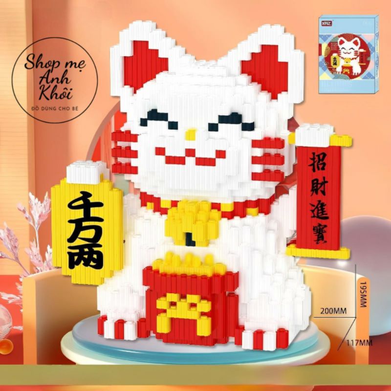Bộ đồ chơi mô hình lắp ráp mèo thần tài phong thủy tài lộc 20cm, hổ đầu kì lân, thỏ con mô hình, mẫu mới nhất 2023.