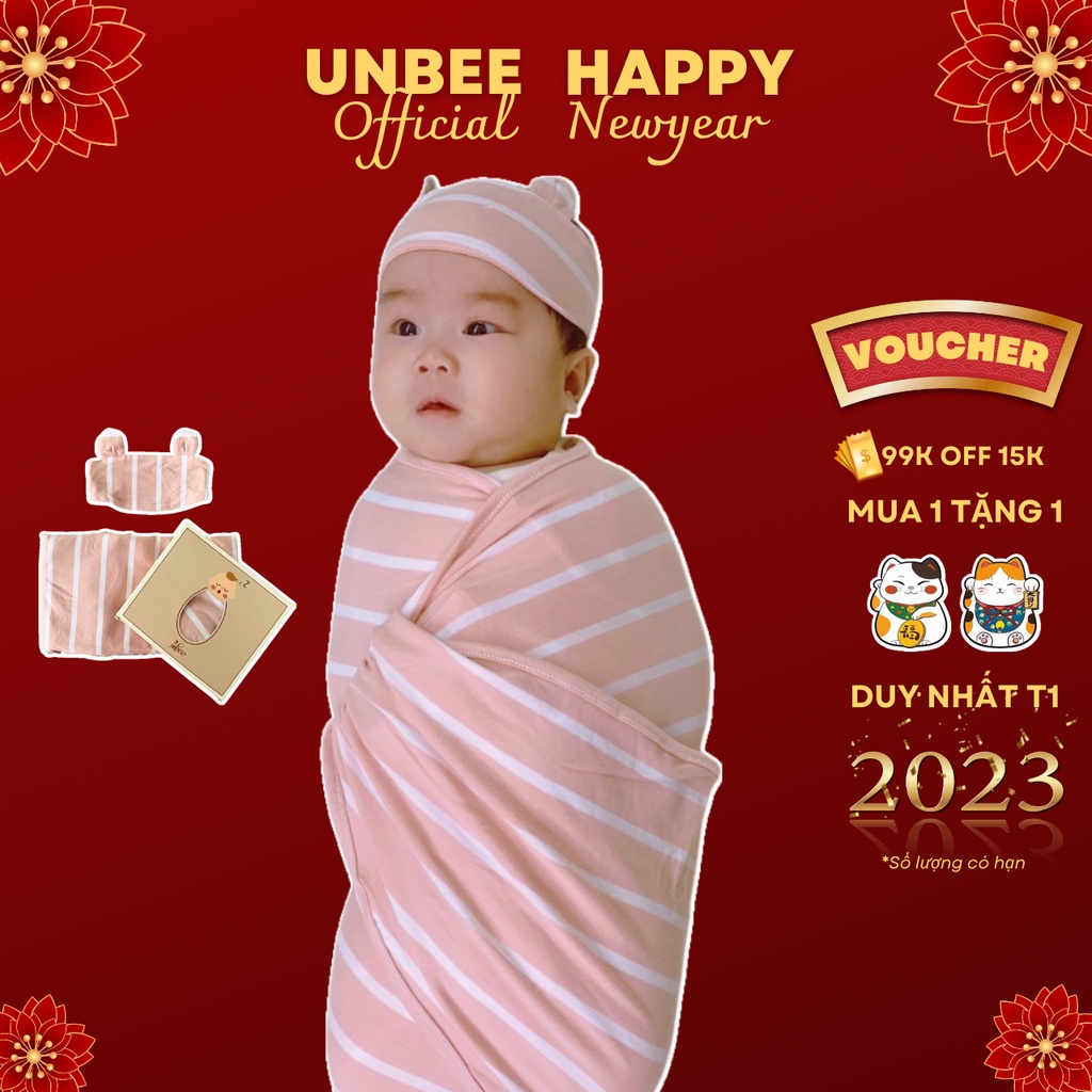 Quấn chũn unbee tặng kèm che thóp hình gấu cute 100% petit co giãn 4 chiều - ảnh sản phẩm 1