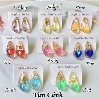 Khuyên tai tim bay bông tai trong suốt angel garden 999